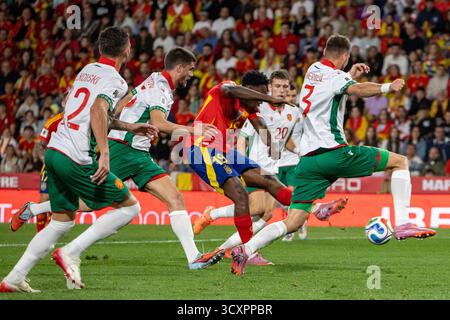 Valladolid, Spanien. Oktober 2025. Samuel Omorodion Aghehowa aus Spanien, der während eines Spiels zwischen der spanischen und der bulgarischen Nationalmannschaft in der vierten Runde der Gruppe E der Qualifikationsrunde zur FIFA-Weltmeisterschaft 2026 im José Zorrilla-Stadion zu sehen war. Endpunktzahl: Spanien 4:0 Bulgarien Credit: D. Canales Carvajal/Alamy Live News Stockfoto