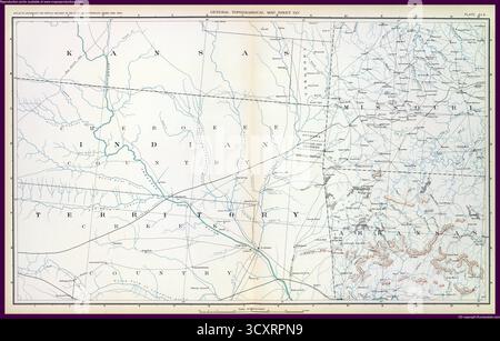 SEATTLE - 11. OCT 2025 - topografische Karte des westlichen Theaters (Kansas, Missouri, Arkansas, Indian Territory) aus der Zeit des Bürgerkriegs mit Routen, Städten und Flüssen Stockfoto
