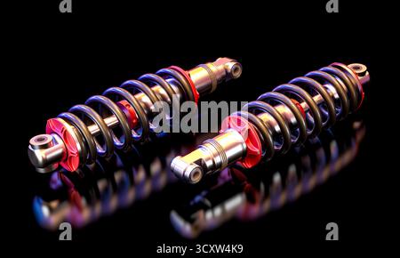 Zwei Kfz-Stoßdämpfer für Auto 3d Stockfoto