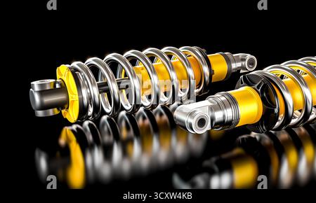 Kfz-Stoßdämpfer 3D schwarzer Hintergrund Stockfoto