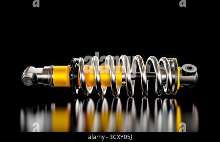 Fahrzeugstoßdämpfer 3D schwarzer Hintergrund Stockfoto