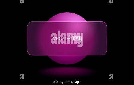 Modernes, leuchtendes magentafarbenes Banner vor dunklem Hintergrund mit weicher Kugel und Reflexion. Vektorabbildung Stock Vektor