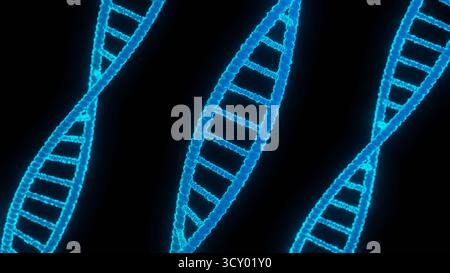 DNA-Helix-Sequenz. Moleküle strukturieren dna-Code. Wissenschafts- und Technologiekonzept. 3D-Rendering. Stockfoto