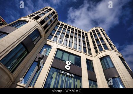 Außenansicht des Einkaufszentrums das Gerber, Logo, Stuttgart, Baden-Württemberg, Deutschland Stockfoto