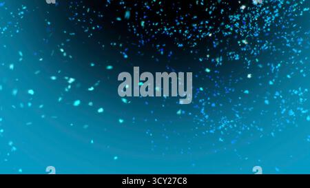 Blaue Glitzerpartikel funkelnder heller abstrakter Hintergrund Stockfoto