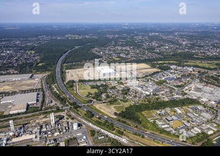 Luftaufnahme, Oberhausen, Logport V, duisport, Gewerbegebiet Waldteichstraße, EDEKA-Logistik-ZENTRUM, Sterkrade, Ruhrgebiet, Nordrhein-Westfalen Stockfoto