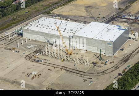 Luftaufnahme, Oberhausen, Logport V, duisport, Gewerbegebiet Waldteichstraße, EDEKA-Logistik-ZENTRUM, Sterkrade, Ruhrgebiet, Nordrhein-Westfalen Stockfoto