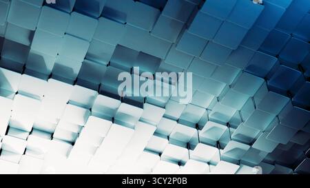 Abstrakte blaue geometrische Würfel, die ein modernes Hintergrundmuster erzeugen Stockfoto