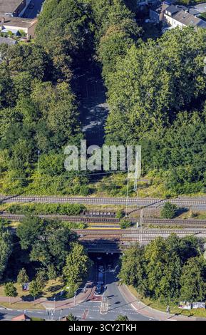 Luftaufnahme, U-Bahn Wallburger Tor, Bahngleise, Soest, Soester Boerde, Nordrhein-Westfalen, Deutschland, DE, Europa, Vogelperspektive, Aeria Stockfoto