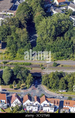 Luftaufnahme, U-Bahn Wallburger Tor, Bahngleise, Soest, Soester Boerde, Nordrhein-Westfalen, Deutschland, DE, Europa, Vogelperspektive, Aeria Stockfoto