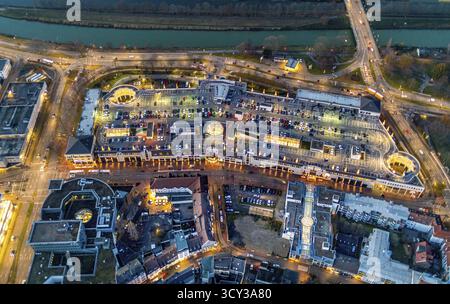 Luftaufnahme, Nachtsicht auf Alleecenter, ECE, Rittepassage, Einkaufszentrum, Stadtzentrum Hamm, Mitte, Hamm, Ruhrgebiet, Nordrhein-Westfalen, Deutschland Stockfoto