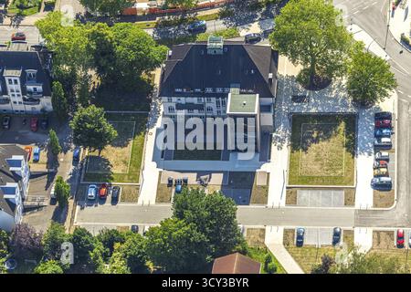Luftaufnahme, Stadtverwaltung, Wiederaufbau des alten Rathauses Heessen, Kreisstädte, Bürgeramt HeessenHeessen, Hamm, Ruhr AR Stockfoto