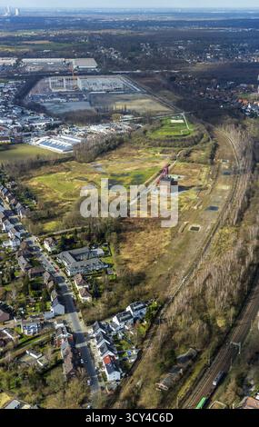 Luftaufnahme, historische Zeche Wendeturmschacht 1 Zeche Sterkrade, Gewerbegebiet Weierheide, Sterkrade, Oberhausen, Ruhrgebiet, Nordrhein-W Stockfoto