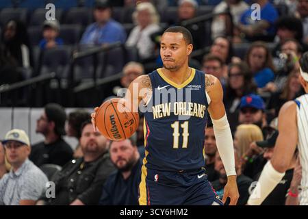 Orlando, Florida, USA, 16. Oktober 2025, die New Orleans Pelicans Wache Bryce McGowens #11 läuft im Kia Center nach vorne. (Foto: Marty Jean-Louis/Alamy Live News Stockfoto