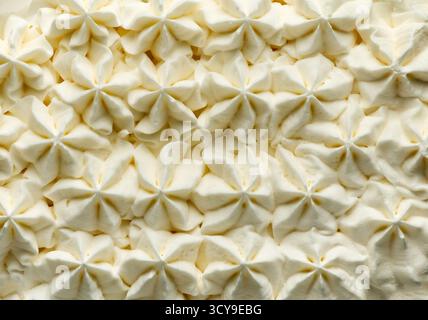 Hintergrund mit weißer Vanilleeis-Textur, Draufsicht Stockfoto