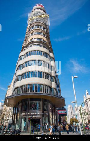 Kapitol. Gran Via Straße, Madrid, Spanien. Stockfoto