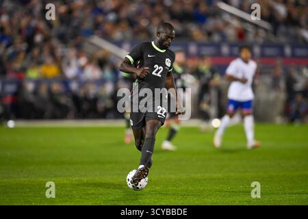 Commerce City, CO, USA. Oktober 2025. Australien Stürmer Jason Geria (22) während des Internationalen Fußballspiels der Männer zwischen der US-Nationalmannschaft und Australien im Dick's Sporting Goods Park in Commerce City, CO. (Foto: Kevin Langley/Sports South Media). Quelle: csm/Alamy Live News Stockfoto