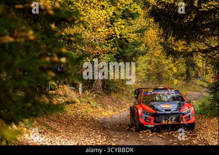 Adrien FOURMAUX(Fra),Alexandre CORIA(Fra) auf einer HYUNDAI i20 N Rally1 eines Teams HYUNDAI SHELL MOBIS WORLD RALLYETEAM während der FIA WRC MITTELEUROPAKALLYE Passau, Deutschland, am 18. Oktober 2025 Stockfoto