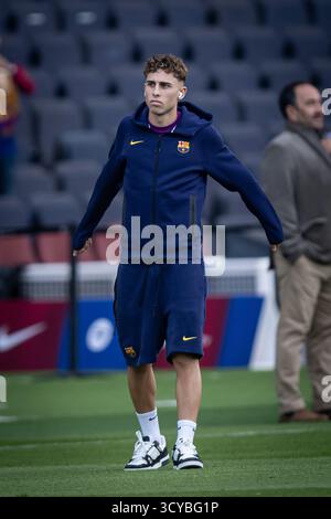Barcelona, Spanien. Oktober 2025. Fermin Lopez (FC Barcelona) gibt Gesten während eines La Liga EA Sports Spiels zwischen dem FC Barcelona und Girona FC bei Estadi Olimpic Lluis Companys in Barcelona, Spanien, am 18. Oktober 2025. Foto von Felipe Mondino Credit: Unabhängige Fotoagentur/Alamy Live News Stockfoto