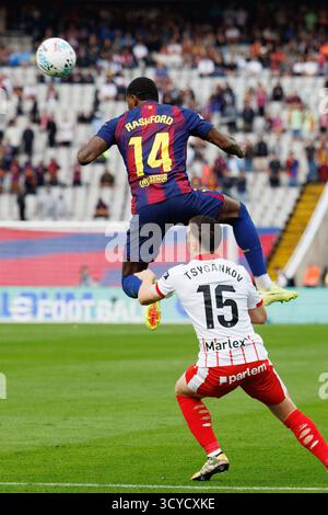 Barcelona, Spanien. Oktober 2025. Rashford spielte beim LaLiga EA Sports Spiel zwischen dem FC Barcelona und Girona FC bei den Estadi Olimpic Lluis Companys. Quelle: Christian Bertrand/Alamy Live News Stockfoto