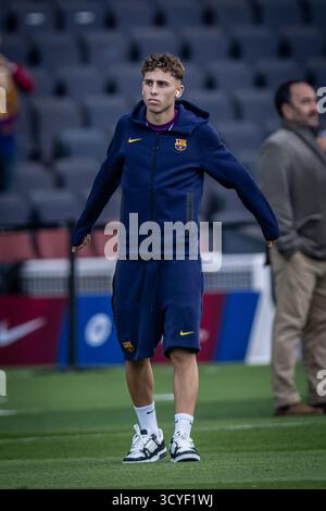 Barcelona, Spanien. Oktober 2025. Fermin Lopez (FC Barcelona) wurde bei einem Spiel der La Liga EA Sports zwischen dem FC Barcelona und Girona FC bei Estadi Olimpic Lluís Companys gesehen. Endstand: FC Barcelona 2:1 Girona FC Credit: SOPA Images Limited/Alamy Live News Stockfoto