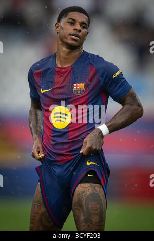 Barcelona, Spanien. Oktober 2025. Marcus Rashford (FC Barcelona) wurde bei einem Spiel der La Liga EA Sports zwischen dem FC Barcelona und Girona FC bei Estadi Olimpic Lluís Companys gesehen. Endstand: FC Barcelona 2:1 Girona FC Credit: SOPA Images Limited/Alamy Live News Stockfoto