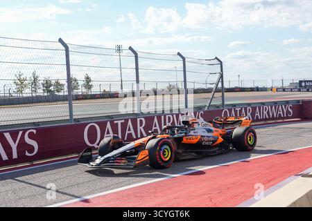 Austin, USA. 18/10/2025. Oscar Piastri aus Australien fuhr im 81 McLaren F1 Team MCL39 Mercedes während des Formel 1 MSC Cruises United States Grand Prix 2025. Quelle: Alessio Morgese / Alamy Live News Stockfoto