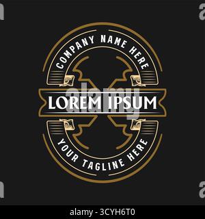Luxuriöses Goldenes Band Abzeichen Emblem Label Logo Design Vektor Stock Vektor