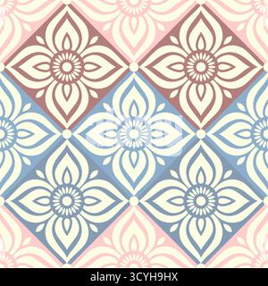 Abstraktes Blumenmuster, regelmäßige geometrische Ordnung, nahtloser Vektor, gedämpfte Farben Stock Vektor