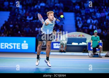 Wien, Wien, Österreich. Oktober 2025. Hamad Medjedovic aus Serbien während der ersten Bank Open - ATP500, Herren Tennis (Credit Image: © Mathias Schulz/ZUMA Press Wire) NUR REDAKTIONELLE VERWENDUNG! Nicht für kommerzielle ZWECKE! Quelle: ZUMA Press, Inc./Alamy Live News Stockfoto