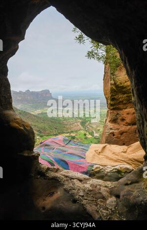Blick von der Abuna Yemata Guh Kirche in der Nähe von Megab auf Ethopia Stockfoto