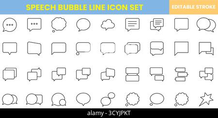 Sprechblase-Symbolsatz, Chat-Blasensymbol, Vektor, bearbeitbarer Strich Stock Vektor
