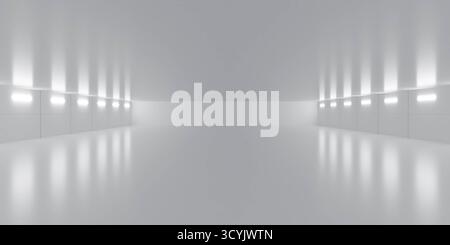 Minimalistischer, moderner Innenraum mit dezenter Beleuchtung Stockfoto