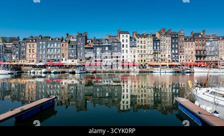Detail des alten Hafens von Honfleur, Normandie, Frankreich Stockfoto