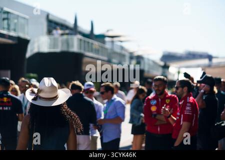 Austin, Usa. Oktober 2025. Das Fahrerlager wird während des Formel-1-Grand-Prix der Vereinigten Staaten auf dem Circuit of the Americas in Austin, Texas, am Sonntag, den 19. Oktober 2025 gesehen. Foto: Greg Nash/UPI Credit: UPI/Alamy Live News Stockfoto