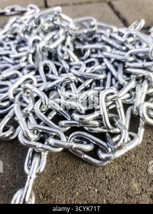 Detail der Metallkette für Schutz und Sicherheit Stockfoto