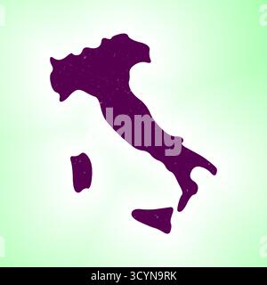 Italienische Form auf verlaufendem Hintergrund. Landkarte mit Kratzstruktur. Lebendiges Poster in Italien. Erstaunliche Vektorillustration. Stock Vektor