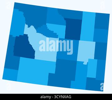 Karte von Wyoming mit Countys. Einfache Grenzkarte mit Bezirkseinteilung. Hellblaue Farbpalette. Stock Vektor