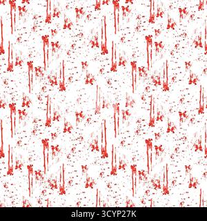 Blutspritzer und Flecken nahtloses Muster für die Halloween Party. Red Blots Aquarellillustration auf isoliertem weißem Hintergrund realistische blutige Spritzer Stockfoto