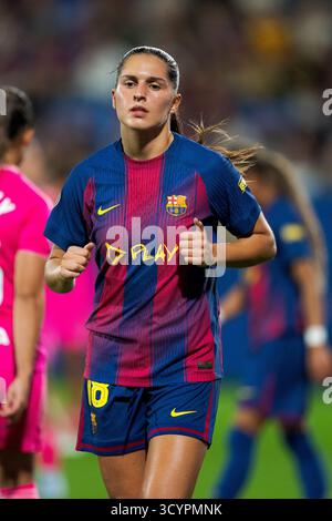 Sant Joan Despi, Spanien, 19. Oktober 2025. Kika Nazareth reagiert beim LigaF-Spiel zwischen dem FC Barcelona und Granada FC am 19. Oktober 2025 im Johan Cruyff Stadium in Sant Joan Despi, Spanien. Quelle: Joan Gosa/Alamy Live News Stockfoto
