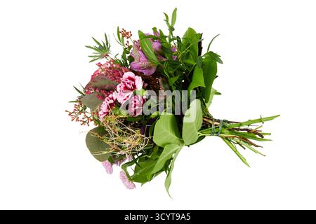 Wunderschöner Blumenstrauß isoliert auf weiß Stockfoto