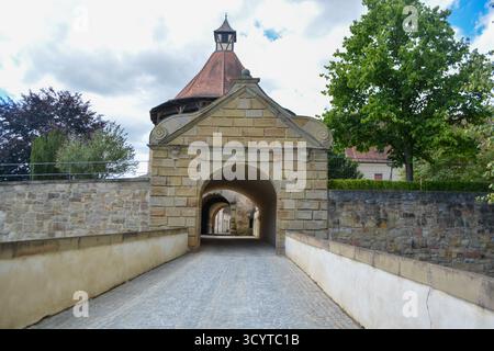 Burgeingang von Schloss ob Ellwangen bei Baden-Württemberg Stockfoto