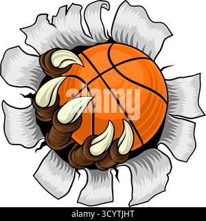Basketball Ball Kralle Cartoon Monster Animal Hand Stock Vektor