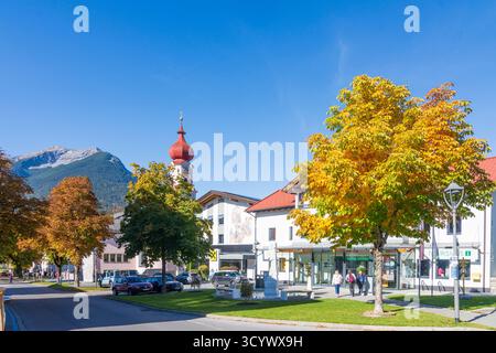 Ehrwald: Kirche Ehrwald in der Tiroler Zugspitz Arena, Tirol, Tirol, Österreich Stockfoto