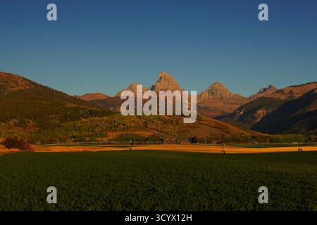 Blick auf die Teton Mountains von Idaho Stockfoto