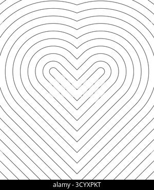 Geometrisches Herzmuster Malseite für Kinder und Erwachsene einfache Line Art Aktivität für Malbuch Stock Vektor