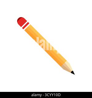 Gelber Bleistift mit einer roten Radiergummi-Vektor-Illustration isoliert auf weißem Hintergrund Stock Vektor