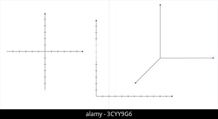 Abstrahieren Sie das Drahtmodell der 3D-Koordinate. Kartesisches Vektorsystem mit X Y Z-Achsen, die geometrische Perspektive bilden. Moderne mathematische Illustration. Bildung Stock Vektor