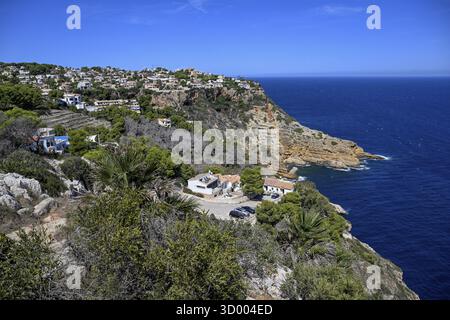 Blick auf das Mittelmeer von Cabo de la NAO, in der Nähe von Javea oder Xabia, Provinz Alicante, Comunidad Valenciana, Spanien Stockfoto