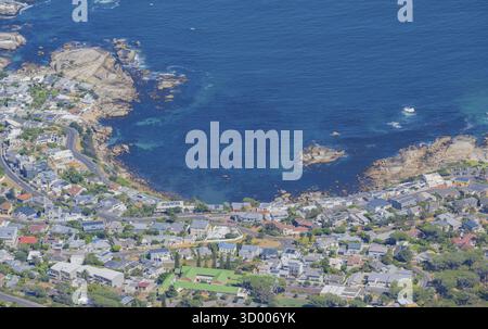 Camps Bay in der Nähe von Kapstadt aus der Luft Südafrika Camps Bay in der Nähe von Kapstadt aus der Luft Südafrika Stockfoto